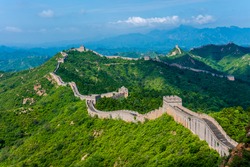 The great wall of China was photographed in summer