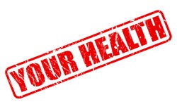 YOUR HEALTH red stamp text on white