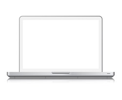 White laptop isolated on white,screen clipping paths included