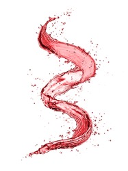 Red wine abstract splash shape isolated on white background. High resolution image