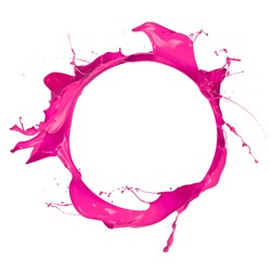 Circle of pink paint with free space for text, isolated on white background