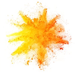 Explosion of colored powder, isolated on white background. Power and art concept, abstract blast of colors.