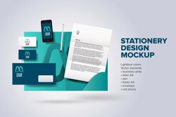 Stationery corporate identity design mock up vector