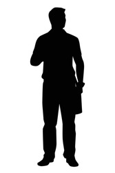 Office worker silhouette vector on white background, 