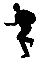 Robber in action silhouette vector on white background, social criminal.