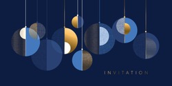 Christmas abstract baubles elegant geometric header. Lux and business vibes laconic xmas design element for card, header, invitation, poster, social media, post publication.
