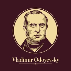 Vector portrait of a Russian writer. Vladimir Odoyevsky was a prominent Russian Imperial philosopher, writer, music critic, philanthropist and pedagogue. He became known as the 