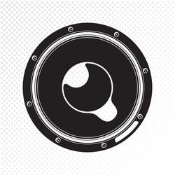 Acoustic Speaker Subwoofer Retro Sounsystem Style Icon - Black Stylized Loudspeaker Sign on Halftone Background - Vector Contrast Graphic Design