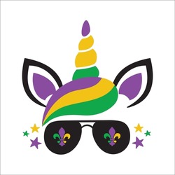 Mardi Gras carnival set icons, design element , flat style. Collection Mardi Gras, mask with feathers, beads, joker, fleur de lis, comedy and tragedy, party decorations. Vector illustration, clip art