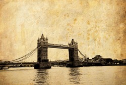 Tower bridge vintage postcard, London