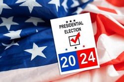 Presidential Election 2024 in United States. Vote day, November 5. US Election campaign. Make your choice Patriotic american illustration. Poster, card, banner and background