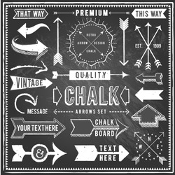 Vintage Chalkboard Arrows - Set of vintage arrows and banners. Each object is grouped and file is layered for easy editing. Textures can be removed.