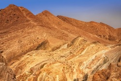 Mountain oasis Chebik, Sahara Desert. View of the Atlas mountain range. Tunisia