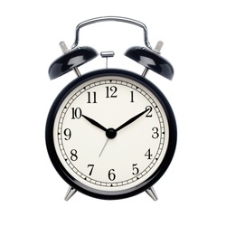 Black alarm clock isolated on white