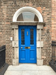 A famous blue painted Georgian door in Dublin, Ireland