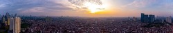 Aerial View of Epic Sunrise and Dense City of Jakarta