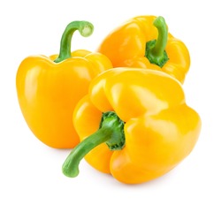 Paprika. Yellow pepper. Sweet bell peppers isolated.  With clipping path. Full depth of field.