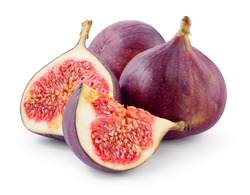 Fresh figs. Fruit with half and quarter isolated on white background. With clipping path.