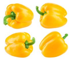 Paprika. Pepper yellow. Bell pepper isolated on white. With clipping path. Full depth of field.