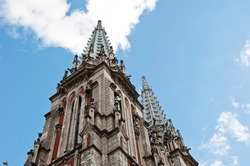 gothic cathedral or church. building and architecture. duomo neo-gothic style. milan