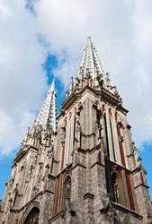 gothic cathedral or church. building and architecture. duomo neo-gothic style. baroque building.