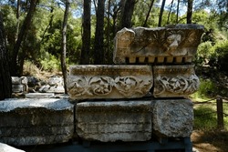 Roman ruins at the Phaselis Ancient City Antalya, Turkey. Phaselis is one of the most important touristic attractions at Kemer, Antalya. Lycian Way, Ancient ruins, Travel Concept, Archeology, Historic