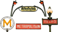 Set of metro signs in Paris, France. Isolated on white