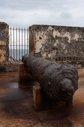 A rusted cannon at a fortress in Puerto Rico.