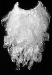 gray beards of Santa Claus isolated on black background. long grey beard isolated on black. 