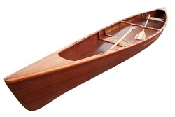 New canoe with paddles isolated on white. Clipping path included.