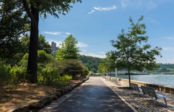 Trees and walkways at Point State Park in Pittsburgh, Pennsylvania