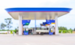 Blurred Background famous gas station in Thailand.