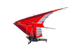 Hang glider wing silhouette isolated on white. Real wing profile