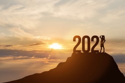Concept of New Year 2021 and business development.