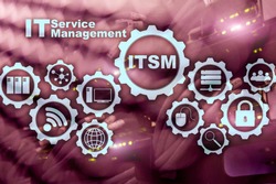  ITSM. IT Service Management. Concept for information technology service management on supercomputer background.