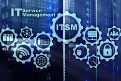  ITSM. IT Service Management. Concept for information technology service management on supercomputer background.
