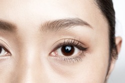 Eye close-up of a young Asian woman.