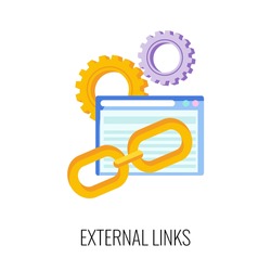 External link flat icon. SEO, increase the quantity and quality of traffic to website. Digital marketing. Content strategy for online promotion. Marketing and advertising. Flat vector illustration.