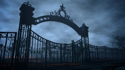 Horror night cemetery, grave. Moonlight . halloween concept. 3d rendering