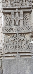 Ancient Indian engraved stone work pillar 