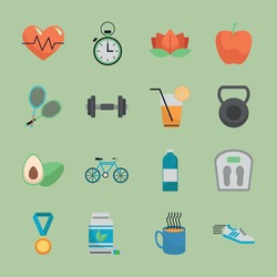 bundle of sixteen healthy lifestyle set icons vector illustration design
