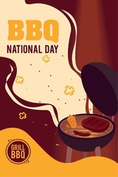 bbq national day lettering poster