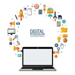 digital marketing laptop technology network online