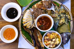Philippines style grilled seafood on the plate