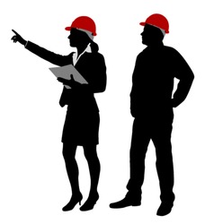 engineer and foreman working together silhouettes