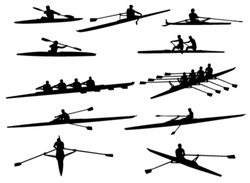rowing silhouettes