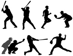 baseball silhouettes collection 3 - vector 