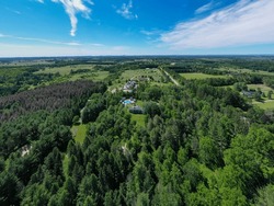 Immerse yourself in stunning panoramic views of nature's wonders, picturesque parks, serene landscapes, and charming cottages captured through captivating drone photography. Lake, Ontario, Canada