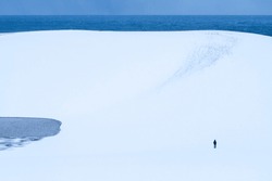 White sand dunes with snow Tottori Prefecture Tottori Sand Dunes