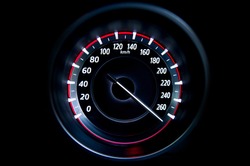 More than 260 Kilometers per hour,light with car mileage with black background,number of speed,Odometer of car